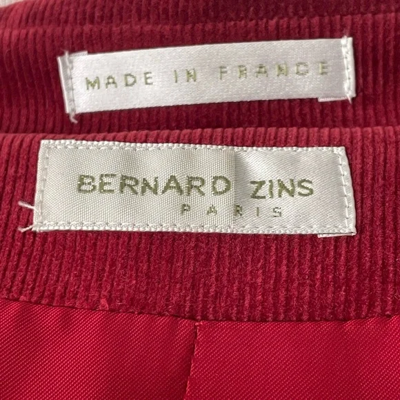 BERNARD ZINS PARIS RED CORDUROY ZAKINA JACKET SIZE 6
